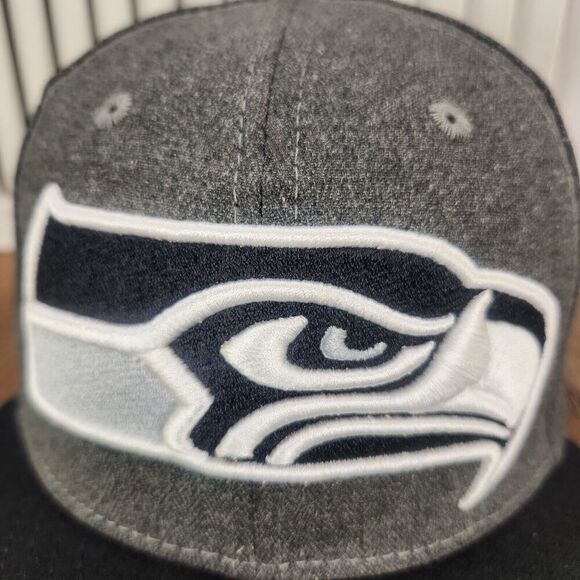 Seattle Seahawks New Era 950 Snapback Hat Cap Gray Logo NFL Sports Flat Bill - Picture 3 of 10